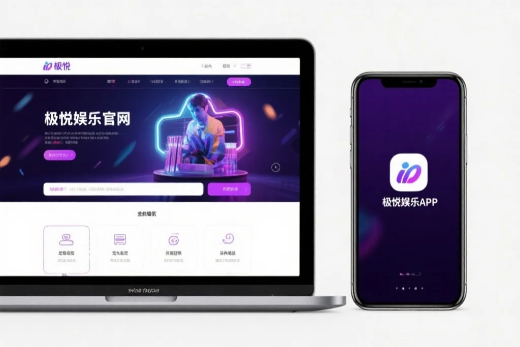 一台笔记本电脑屏幕上显示着万泰娱乐官网的界面，旁边是一部手机显示着万泰娱乐APP，两者并列对比